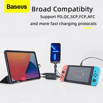 Baseus GaN 100W 65W chargeur de bureau Charge rapide 4.0 QC 3.0 PD USB-C Type C USB Charge rapide pour MacBook Samsung iPhone ordinateur portable