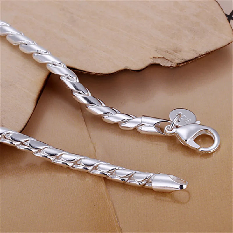 DOTEFFIL 925 Sterling Silver Bracelets 4mm Snake Chain  20cm