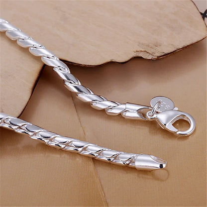 DOTEFFIL 925 Sterling Silver Armband 4mm Ormkedja 20cm