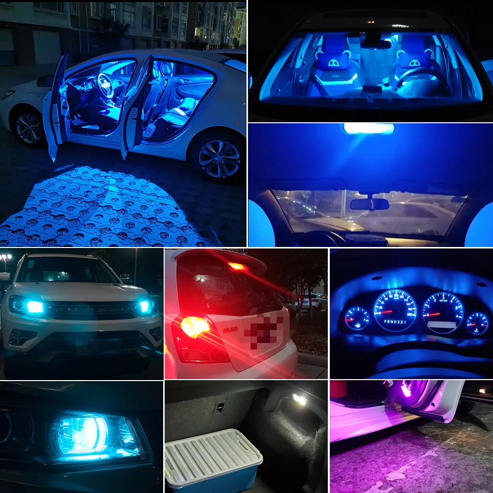 10X New W5W LED Canbus T10 Car Lights COB Glass Interior Parts Bulbs 6000K White Auto License Plate Lamp Dome Read Light 12V 24V