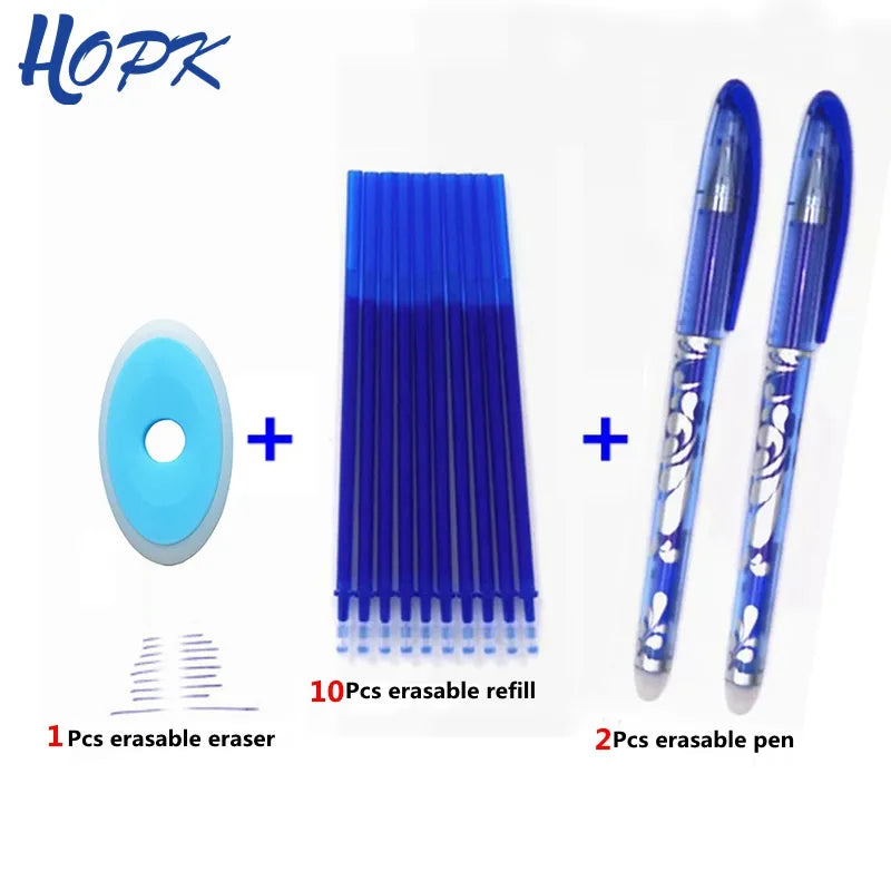 Erasable Pen Set Blue Black Color Ink Writing Gel Pens Washable handle Rod for School Office Stationery Supplies Exam Spare