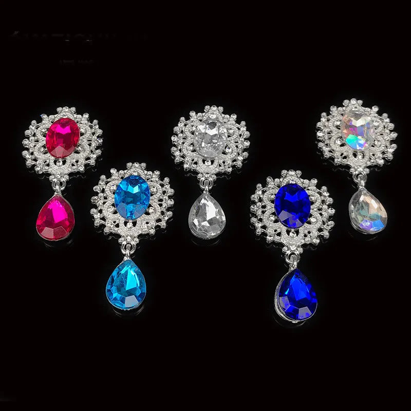 NEW 26 * 46mm 10Pcs Crystal Rhinestone Brooch Accessories DIY Wedding Invitation Card Wine Glass Gift Box Creative Decoration