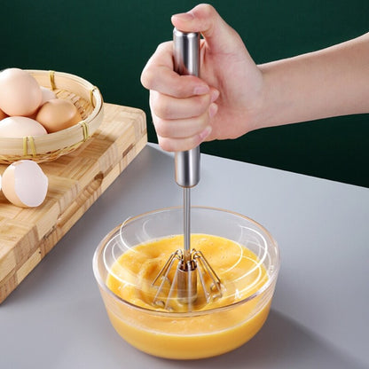 Hand Pressure Semi-automatic Egg Beater Stainless Steel Kitchen Accessories Tools Self Turning Cream Utensils Whisk Manual Mixer