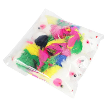 Soft Fleece False Mouse Cat Toys Colorful Feather Funny Playing Toys For Cats Kitten Interactive Ball Cat Toy Catnip