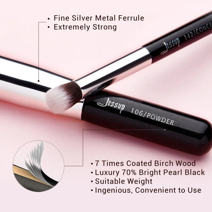 Jessup Makeup Brushes Set Synthetic-Natural Hair Foundation Powder Blush Eyeshadow Blender Liner Beauty Cosmetic Kit 6-25pcs