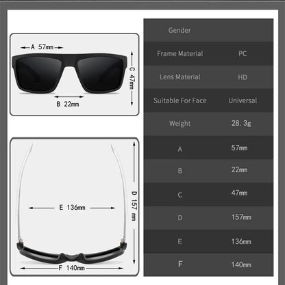 Lunettes de soleil polarisées carrées pour hommes et femmes, classiques, pour sport en plein air, pêche, voyage, colorées, UV400