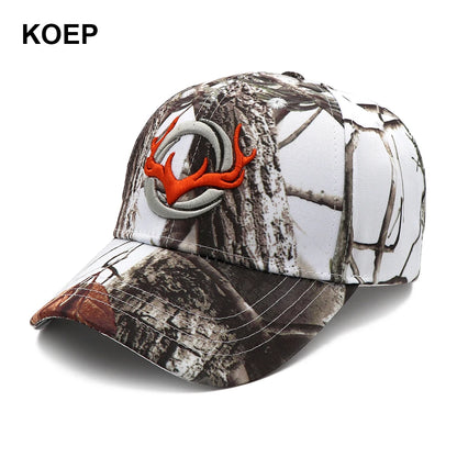 KOEP New Camo Baseball Cap Fishing Caps Men Outdoor Hunting Camouflage Jungle Hat 3D Deer Head Hiking Casquette Hats