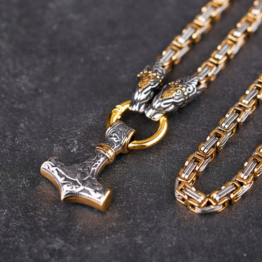 [Acier inoxydable 316L] nouvelle mode nordique dominatrice Viking Dragon Thor marteau pendentif hommes collier bijoux cadeau