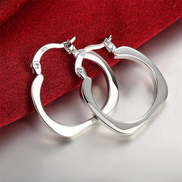 DOTEFFIL 925 Sterling Silver Square Round 20mm Hoop Earrings