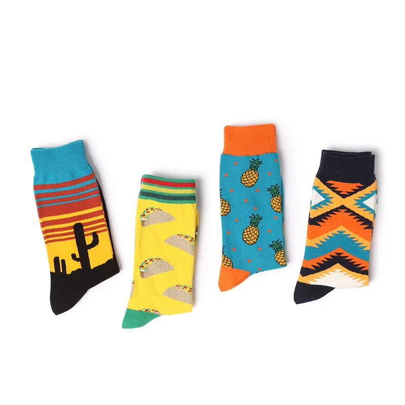 1Pair New Men Women Cotton Socks Casual Colorful Socks Crew Street Skateboard Socks Happy Funny Harajuku Sox Meias