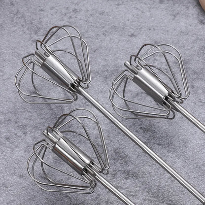 Hand Pressure Semi-automatic Egg Beater Stainless Steel Kitchen Accessories Tools Self Turning Cream Utensils Whisk Manual Mixer