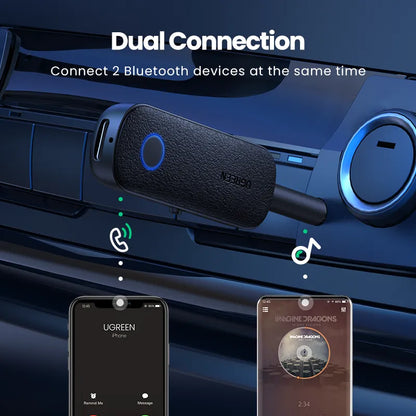 2-in-1 Bluetooth Adapter Transmitter Receiver Bluetooth AUX 5.0 Wireless 3.5mm Adapter Stereo for Earphones TV Car Audio