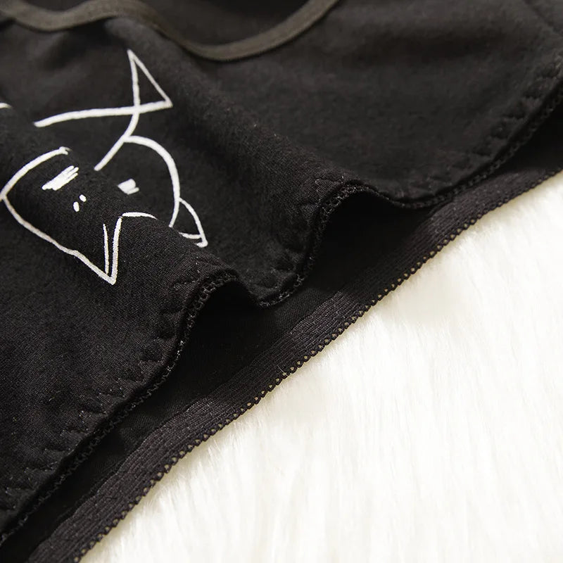 3PCS/Set Cartoon Cat Fish Briefs Cotton Women's Underwear Sexy Panties Female Underpants Solid Color Girls Pantys Lingerie M-XL