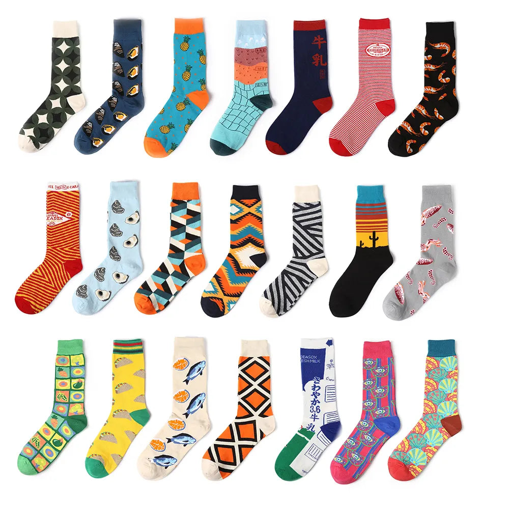 1 paire nouveaux hommes femmes coton chaussettes décontracté coloré chaussettes équipage rue Skateboard chaussettes heureux drôle Harajuku Sox Meias