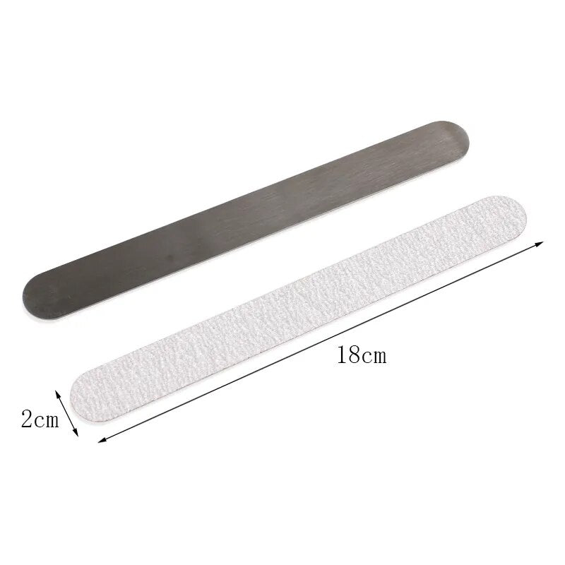 Straight Replacement Nail File 100/180/240 10pcs Grey/Black Removable SandPaper With Stainless Steel Handle Metal Sanding Files