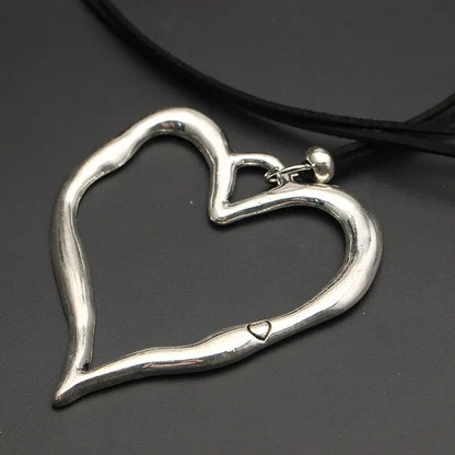 1pcs Lagenlook Large Abstract Heart Pendant Colar Long Suede Leather Necklace Jewelry Gift For Woman&Men