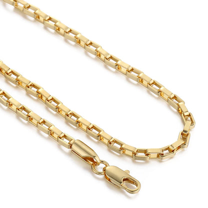 Trendsmax Men's Necklace Gold Color Geometric Open Box Link Chain Male Jewelry Gifts 3mm KGN376