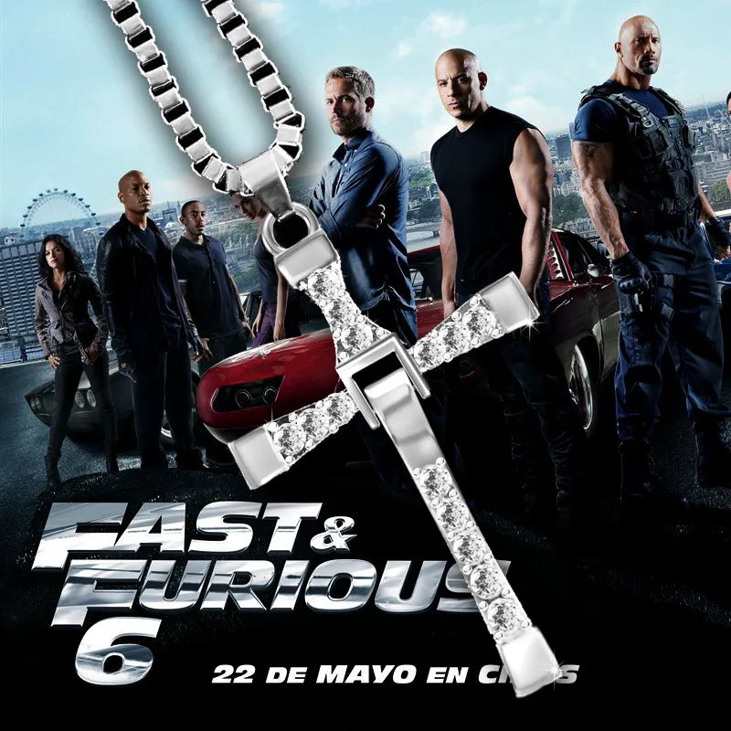 Dominic Toretto The Fast and The Furious Kändis Vin Diesel Artikel Kristall Jesus Män Cross Hänge Halsband Presentsmycken