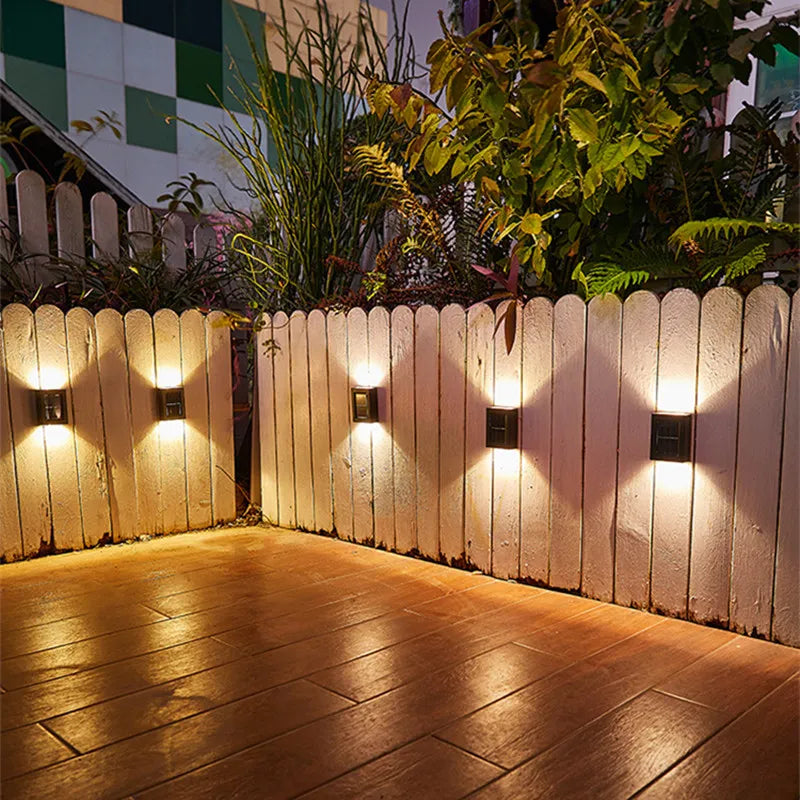 6 LED lumières solaires extérieur étanche haut et bas éclairage lumineux applique murale décor de jardin escaliers clôture balcon lampes de lumière du soleil