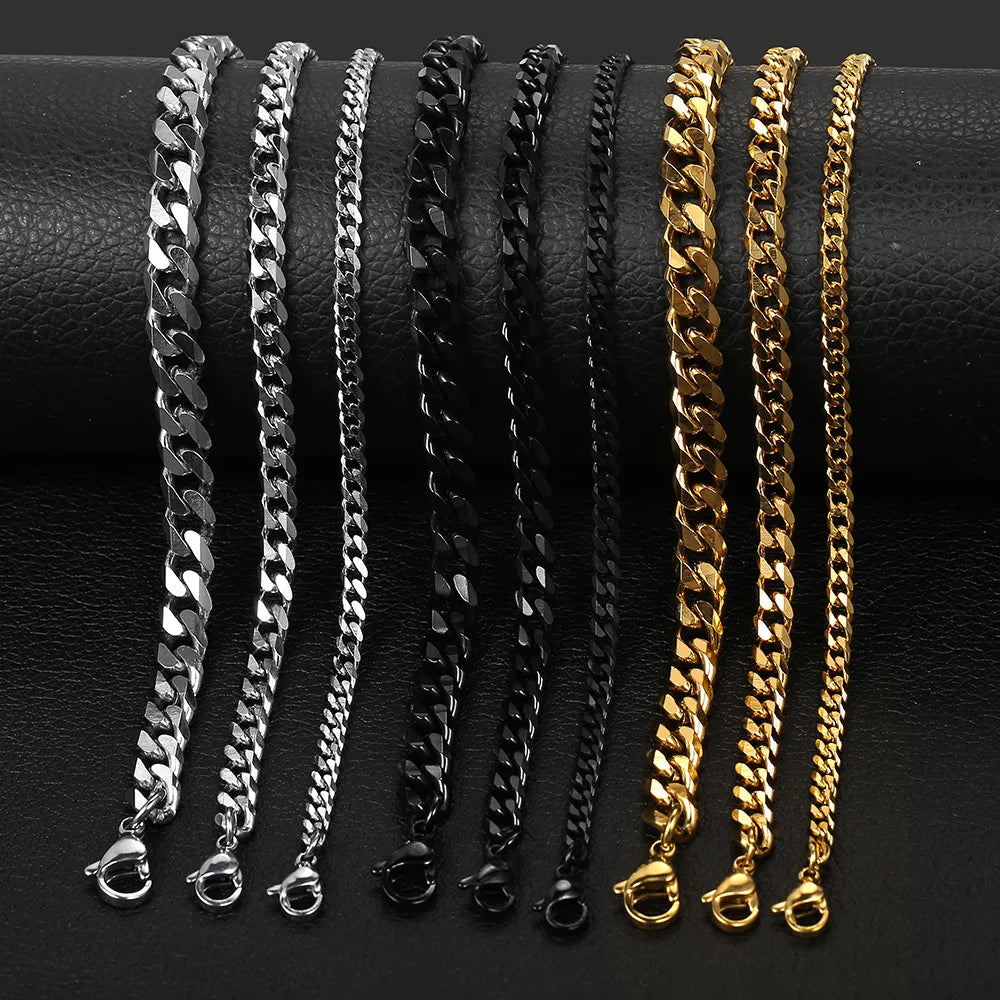 Women's Men's Bracelet Stainless Steel Cuban Link Chain Bracelets Gold Color Silver Color Fashion Wholesale Jewelry