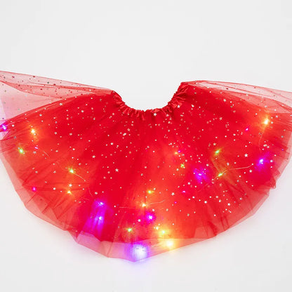 LED lumière rougeoyante enfants filles princesse Tutu jupes enfants tissu fête de mariage danse mini-jupe Costume cosplay LED vêtements