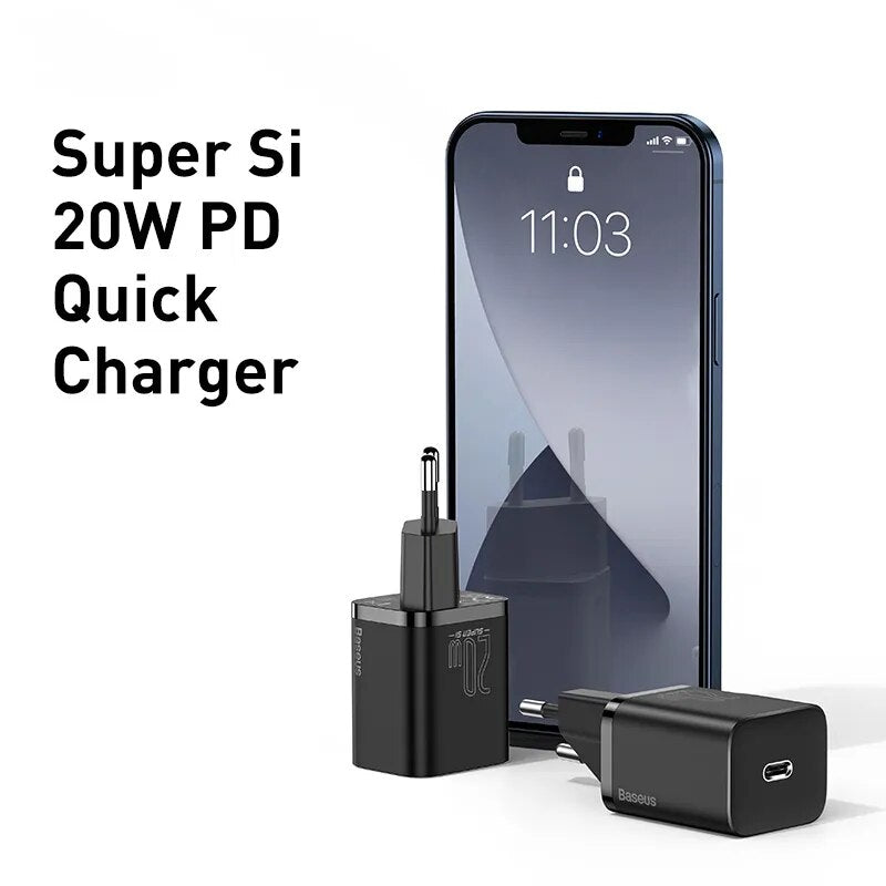 Baseus PD 20W Snabbladdning USB C Laddare För iPhone 15 14 13 12 Pro Max Typ C Snabbladdning Typ-C USBC Väggtelefon Snabbladdare