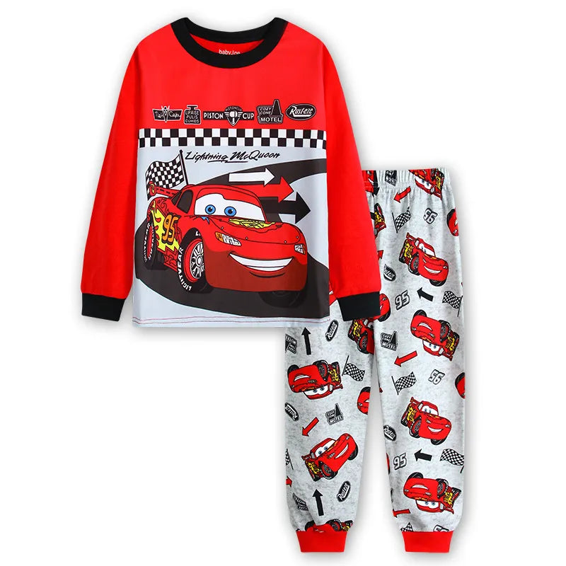 Ensemble pyjama pour enfants, vêtements en coton pour bébés filles et garçons, Lightning Mcqueen, dessin animé de voiture, T-shirt à manches longues + pantalon, 95