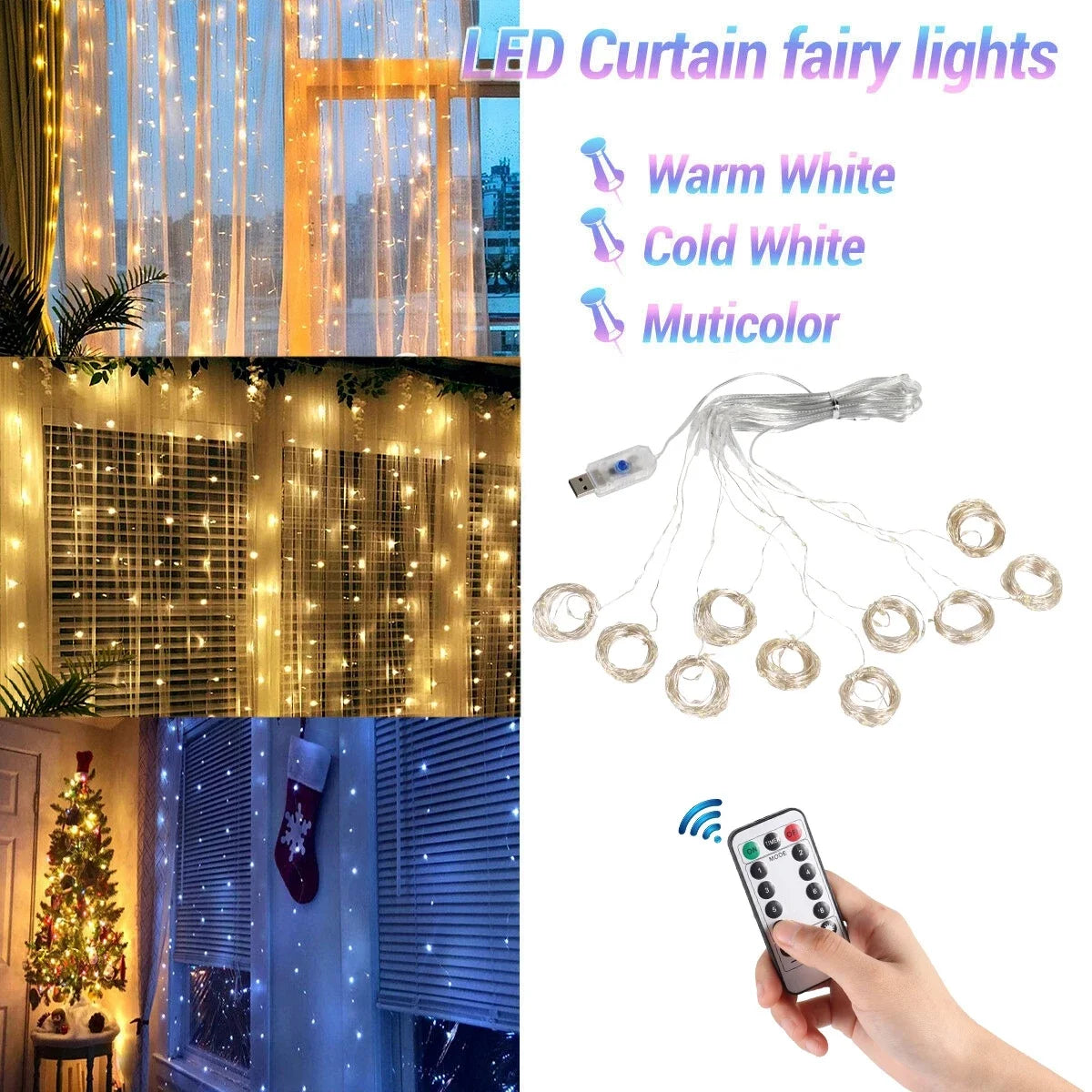 Christmas Lights Curtain Garland Merry Christmas Decorations For Home Christmas Ornaments Xmas Gifts Navidad New Year Decor