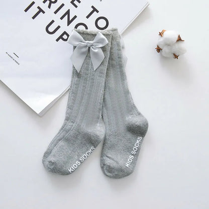 Vêtements d'été pour bébés filles, chaussettes hautes et longues en dentelle de coton doux, avec gros nœud aux genoux, 100% coton, nouvelle collection