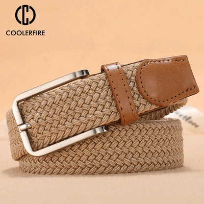 Men Women Casual Knitted Belt Woven Canvas Elastic Expandable Braided Stretch Belts Plain Webbing strap