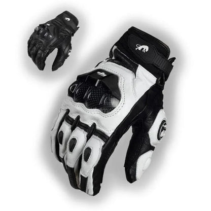 Gants de moto noirs de course en cuir véritable, gants d'équipe de course sur route blancs pour hommes, été et hiver