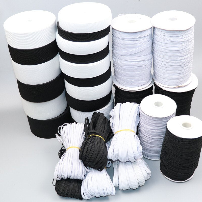 Bandes élastiques les plus hautes en Nylon blanc/noir, 5 mètres, 3/6/9/12/15/25/30/35/40MM, pour vêtements et pantalons, accessoires de couture, bricolage