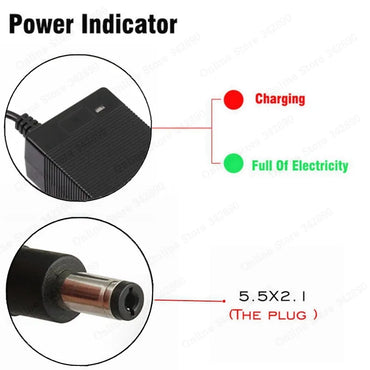 36V 2A batteriladdare Utgång 42V 2A Laddare Ingång 100-240 VAC Lithium Li-ion Li-poly laddare För 10 Series 36V Elcykel