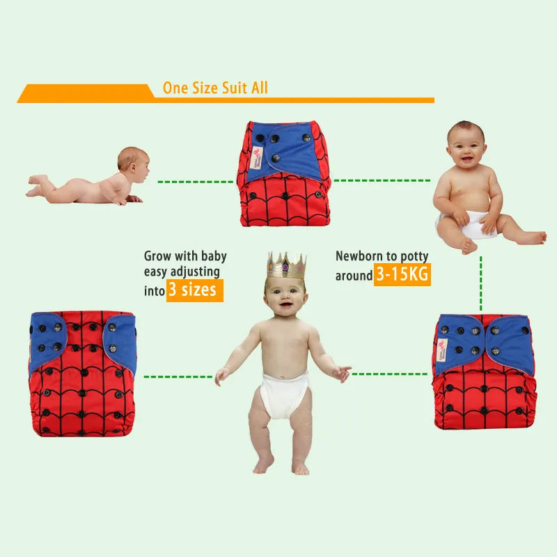 [Littles&Bloomz] Washable Reusable Cloth Diaper Ecological Adjustable Real Pocket Nappy Fit 0-2year 3-15kg Baby Insert