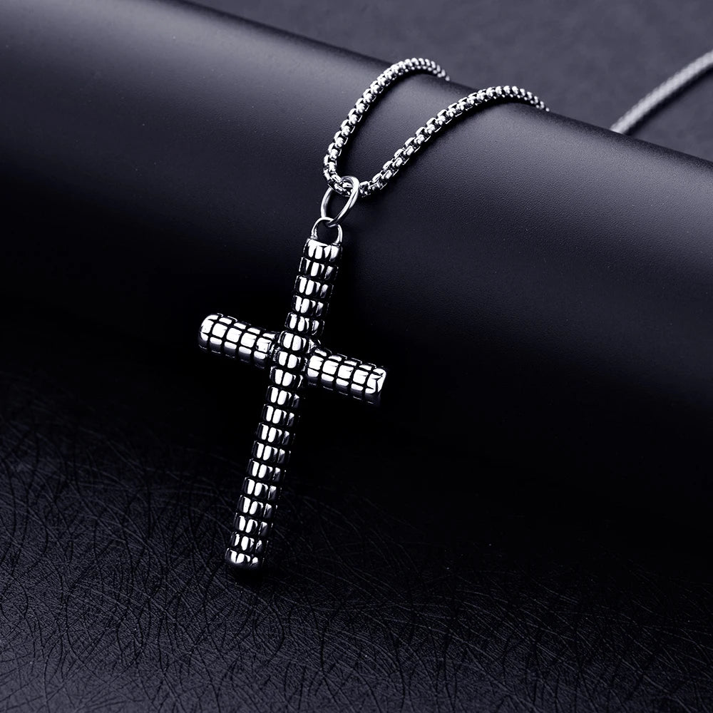 Collier avec pendentif croix crâne en acier titane 316L, Style mixte, bijoux Punk Rock, collier en acier inoxydable pour hommes