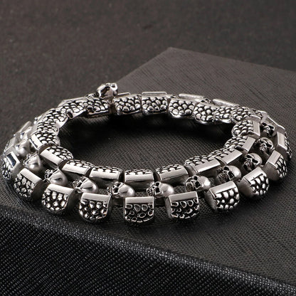 Punk Rocker Skull Bracelet For Men Cool Stainless Steel Chain Men's Bracelets Accessories Gothic Biker Jewelry Male