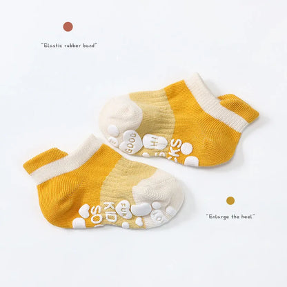 5 Pairs/lot Anti-slip Non Skid Ankle Baby Socks With Rubber Grips Cotton Children Low-Cut Sock For Boy Girl Toddler Floor Socks