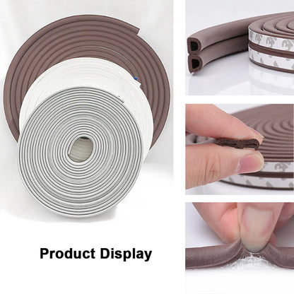 10M DIEP Type Door Weather Strip Self Adhesive Rubber Seal Foam Tape Window Dustproof Soundproof Insulation Strip