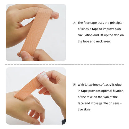 Tape for Face V Line and Neck Eyes Area Lifting Wrinkle Remover Tape Skin Color 2 Rolls