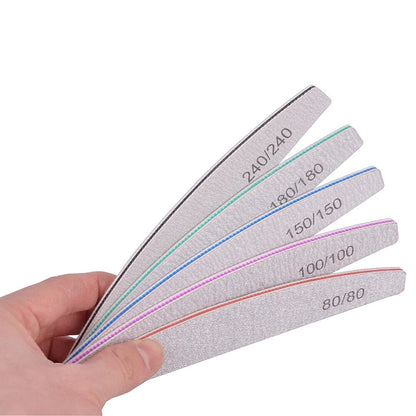 3/5/10Pcs Professional Nail File 100/180 Sandpaper Strong Thick Nail Files Sanding Half Moon Lime nail accessories and Tools