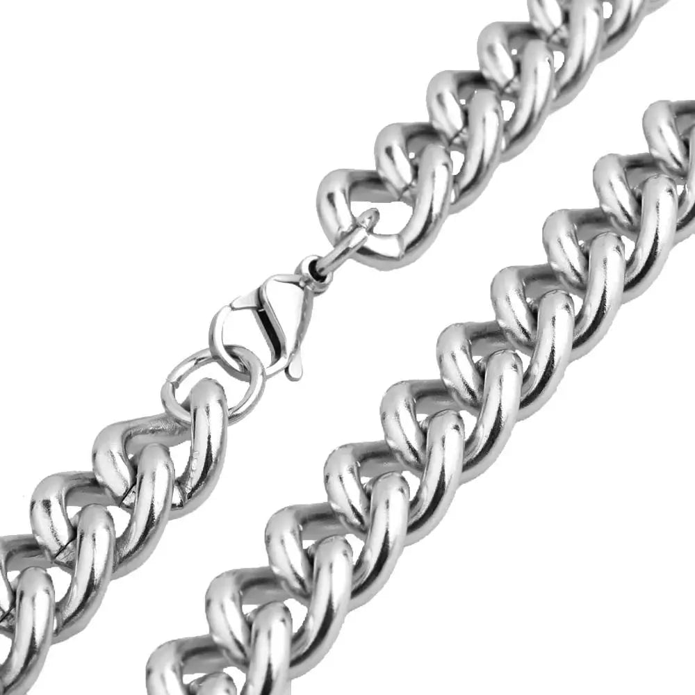 7/9/11/13/15mm Fashion Heavy Men's Necklace Silver Color 316L Stainless Steel Collar Choker Cuban Curb Link Chain