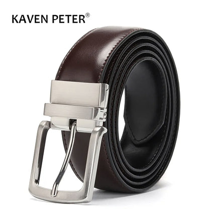 Ceinture en cuir pour hommes, boucle réversible, marque de luxe, ceinture en peau de vache pour Jeans, accessoires de styliste rotatifs de haute qualité