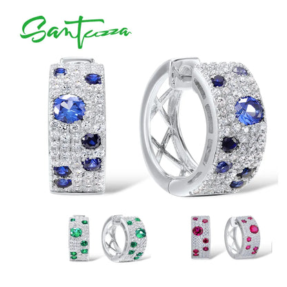 Boucles d'oreilles en argent Sterling 925 pour femmes, spinelle verte, créée, rubis, bleu, zircone cubique, brincos, bijoux fins à la mode