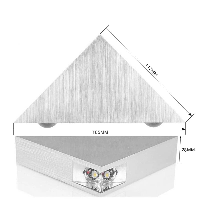 Modern Led Wall Lamp 3W Aluminum Body Triangle Wall Light For Bedroom Home Lighting Luminaire Bathroom Light Fixture Wall Sconce