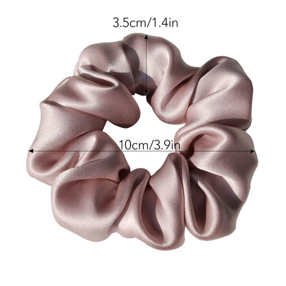 100 % rent Mulberry Silk Large Scrunchies Gummiband Hårband Gum Elastics Hästsvanshållare för kvinnor Flickor 16 Momme 3,5 cm