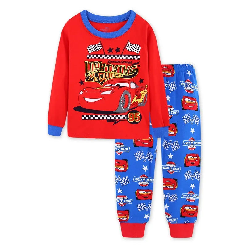 Pyjamasset för barn Baby flickor och pojkar Lightning Mcqueen Pyjamas bomullskläder 95 Car Cartoon Långärmad T-shirt+byxor pyjamas