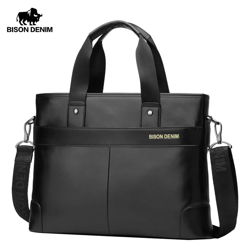 Cowhide Briefcase Business Travel Bag Male Computer Laptop Handbag Casual Shoulder Crossbody Bag Messenger N2195-1