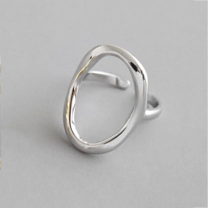 Silver Color  Irregular Hollow Opening Rings for Women Couple Fashion Simple Geometric Party Jewelry Gifts