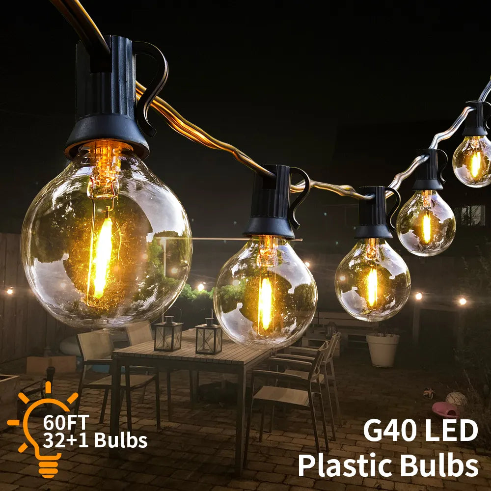 9M 18M  26M Festoon LED String Light G40 Shatterproof Globe Bulb Patio Light Outdoor Garland Light For Garden Wedding Decoration