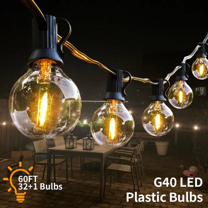 9M 18M  26M Festoon LED String Light G40 Shatterproof Globe Bulb Patio Light Outdoor Garland Light For Garden Wedding Decoration